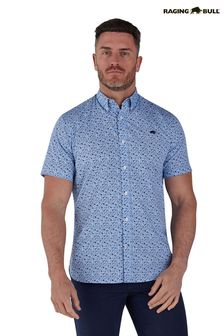 Синяя рубашка из поплина с короткими рукавами и цветочным принтом Raging Bull (806133) | €42 - €45