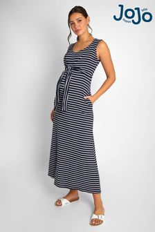 JoJo Maman Bébé Navy Breton Maternity & Nursing Maxi Dress (806349) | $109