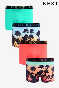 Orange/Green Palm Tree Print 4 pack Hipsters (806508) | SGD 46