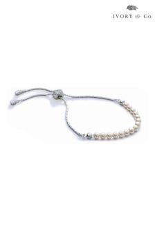 Ivory & Co Rhodium Carlisle And Pearl Dainty Toggle Bracelet (806981) | €57