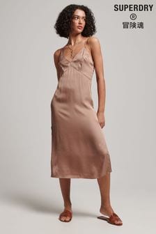 Superdry Brown Satin Cami Midi Dress (807708) | €34