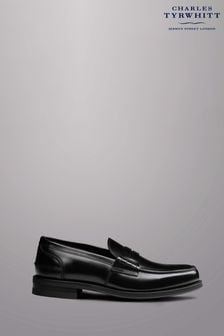 Charles Tyrwhitt Black High Shine Leather Penny Loafers (808287) | OMR67