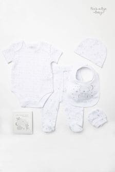 Rock-A-Buy Baby Bear Embroidered Cotton 6 Piece White Gift Set (808594) | €37