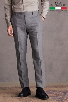 Grey Slim Signature Italian Fabric Suit Trousers (808758) | 544 QAR