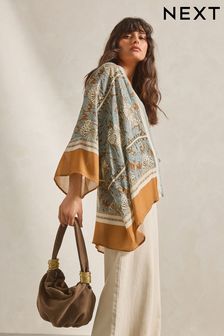 Blue/Rust Morris & Co. Short Kimono Cover-Up (808823) | €37