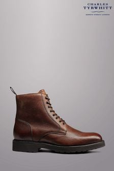Charles Tyrwhitt Brown Grain Leather Lace Up Boots (808992) | 990 QAR