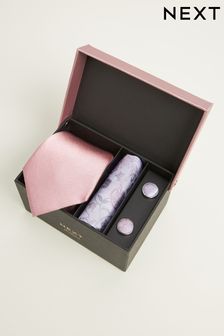 Rose pâle - Coffret cadeau cravate, pochette et boutons de manchette (809116) | €9