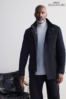 Navy Blue Signature Twill Moleskin Four Pocket Padded Coat (809266) | $231