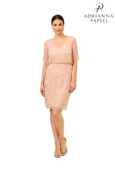 Adrianna Papell Pink Studio Beaded Short Dress (809782) | HK$1,532