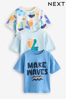 藍色/橘色 - 短袖人物T恤3件裝 (3個月至7歲) (810066) | NT$620 - NT$800