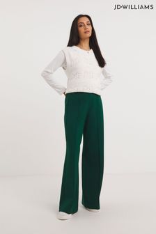 Zielone wciągane spodnie JD Williams Ponte z szerokimi nogawkami (810347) | 220 zł