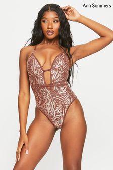 Ann Summers Sultry Heat Sequin Soft Brown Swimsuit