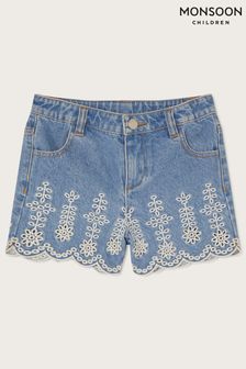 Monsoon Blue Broderie Schiffly Denim Shorts (810426) | €13.50 - €17.50
