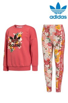 Ensemble pantalon de jogging et sweat ras de cou adidas Originals pour enfant motif floral