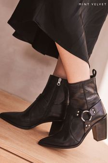 Mint Velvet Black Leather Cowboy Boots (810687) | €95