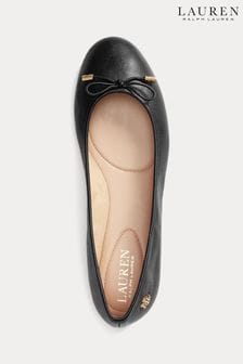 Lauren Ralph Lauren Black Jayna Leather Ballet Pump Shoes (810907) | €168