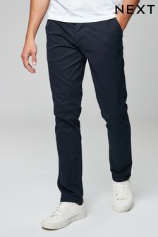Navy Blue Slim Stretch Chino Trousers (811338) | $55