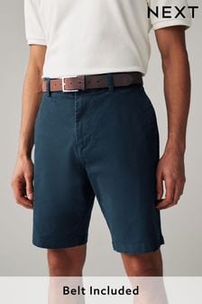 Mornarsko modra - Platnene kratke hlače s pasom (811404) | €24