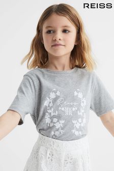Reiss Grey Marl Bobbi Junior Motif Crew Neck T-Shirt (811498) | €29