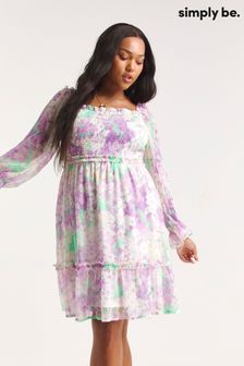 Vijolična cvetlična večslojna obleka s cvetličnim motivom Simply Be (811745) | €32