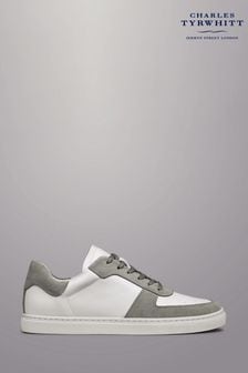 Charles Tyrwhitt White Leather And Light Grey Suede Cupsole Trainers (811923) | €165