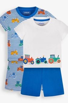 JoJo Maman Bébé Cobalt 2-Pack Tractor Jersey Pyjamas (812161) | 146 QAR