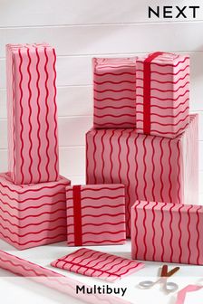 Pink Wavy Striped 10 Metre Wrapping Paper (812362) | ￥850