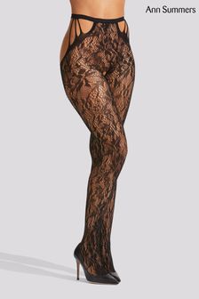 Ann Summers Black Lace Strappy Crotchless Tights (812460) | LEI 72
