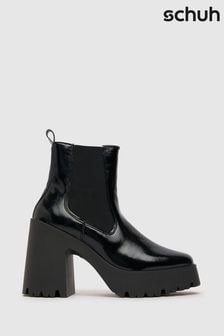 Schuh Anna Patent Black Platform Chelsea Boots