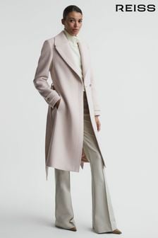 Reiss Neutral Tor Petite Relaxed Wool Blend Belted Coat (812890) | SGD 1,042