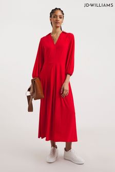 Czerwona elegancka rozkloszowana sukienka midi Jd Williams (812895) | 110 zł