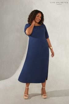 Live Unlimited Curve - Темно-синее платье макси со спущенными плечами (812959) | €47