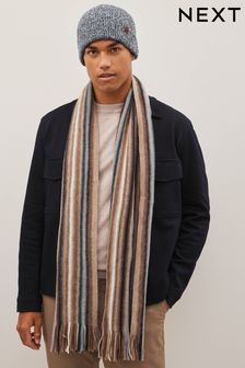 Neutral/Blue Stripe Knitted Scarf (812967) | 9 €