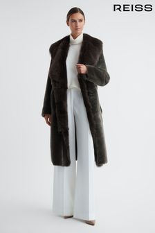 Abrigo de borreguito y cuero largo con diseño reversible Dahlia de Reiss (812972) | 2 172 €