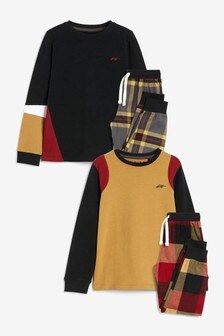 Rust Brown Check Pyjamas 2 Pack (3-16yrs) (813064) | KRW39,400 - KRW50,900
