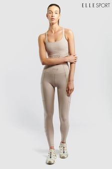 Prążkowane legginsy Elle Sport w naturalnym kolorze z zamszowym wykończeniem (813282) | 142 zł