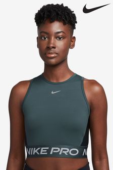 Темно-зелений - Nike Укорочена майка Metallic Pro Dri-fit (813344) | 2 174 ₴