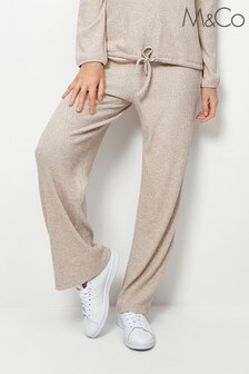 Pantalon de jogging M&Co naturel droit côtelé