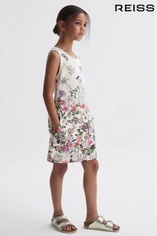 Reiss Pink Print Raina Senior Floral Drawstring Waist Dress (813751) | OMR34