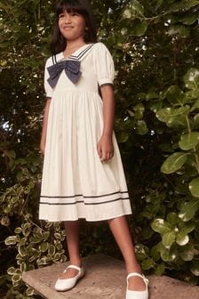 Laura Ashley Ecru/Navy Sailor Midi Dress (814134) | €60 - €66