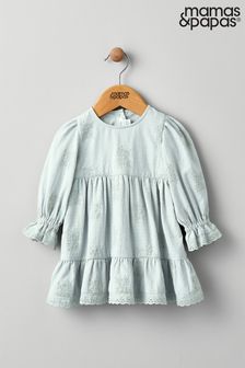 Mamas & Papas Green Long Sleeve Embroidered Dress (814454) | 194 LEI