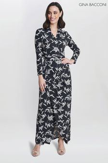 Gina Bacconi Jade Jersey Wrap Black Maxi Dress (814999) | 742 QAR