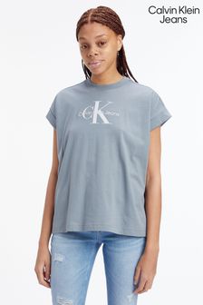 Szara luźna koszulka Calvin Klein Jeans z monocharycznym logo (815323) | 142 zł