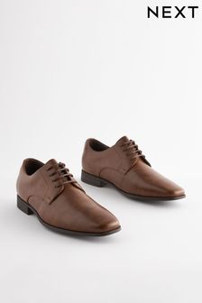 Tan Brown Slim Square Derby Shoes (815502) | 180 SAR