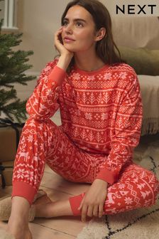 Red Fairisle Pattern Cosy Long Sleeve Pyjamas (815590) | $39