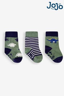 JoJo Maman Bébé Khaki 3-Pack Stegosaurus Socks (816695) | €15