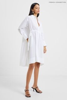 French Connection Rhodes Sust Poplin White Shirt Dress (817293) | ₪ 246