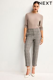 Brown Check Shapewear Slim Trousers (817516) | ₪ 107