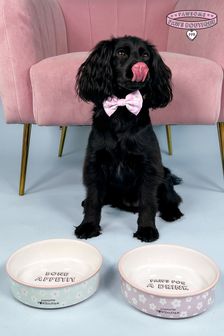 Pawsome Paws Boutique Set of 2 Pink/Blue Ceramic Pet Bowls (817909) | €40