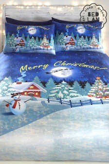 Bedlam Blue Glow in the Dark Christmas Duvet Cover and Pillowcase Set (818006) | €12.50 - €18.50